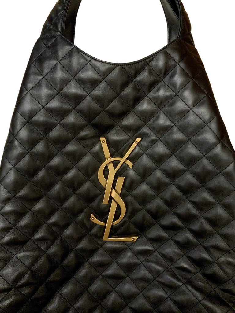 AUTHENTIC Saint Laurent ICARE Maxi Shopping Tote Bag Black Lambskin YSL