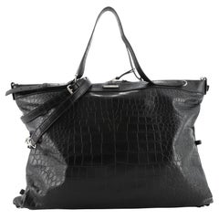 Saint Laurent ID Convertible Bag Crocodile Embossed Leather Large