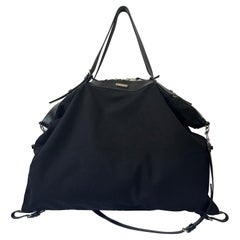 Saint Laurent ID Convertible Travel Duffel Bag Large Black Canvas Leather Trim