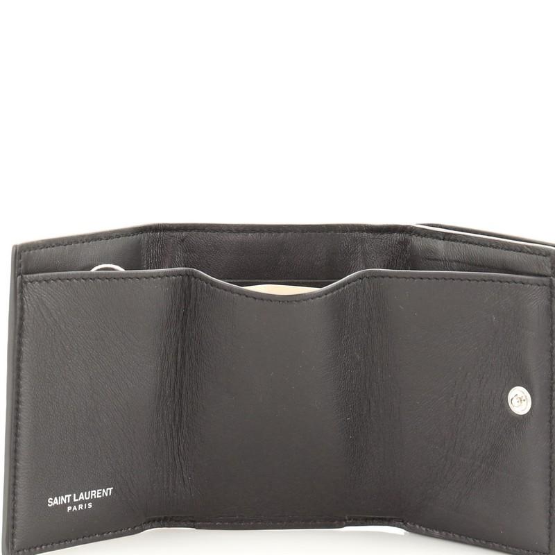 Saint Laurent ID Trifold Wallet Crocodile Embossed Leather Compact