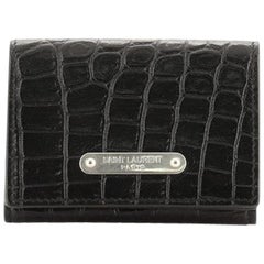 Saint Laurent ID Trifold Wallet Krokodil geprägtes Leder Kompakt