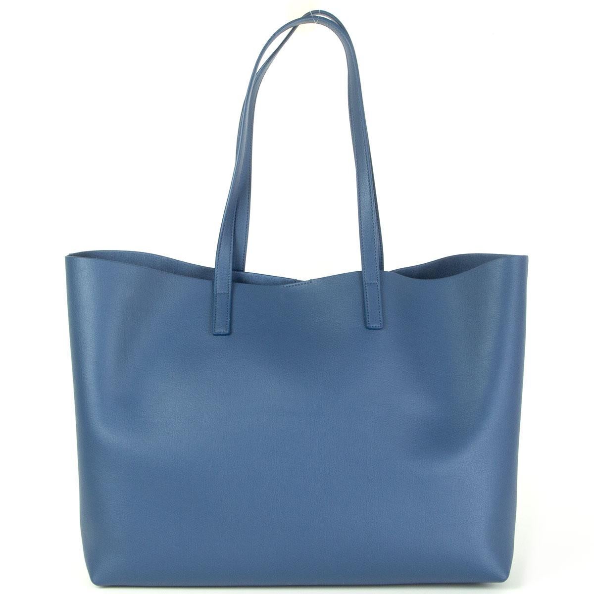 Blue SAINT LAURENT indigo blue leather SHOPPING Tote Shoulder Bag