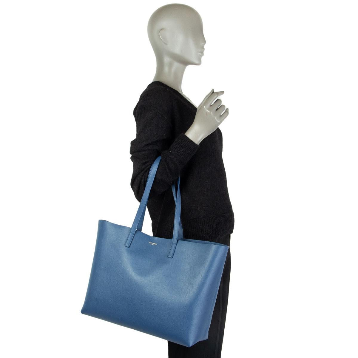 SAINT LAURENT indigo blue leather SHOPPING Tote Shoulder Bag 3