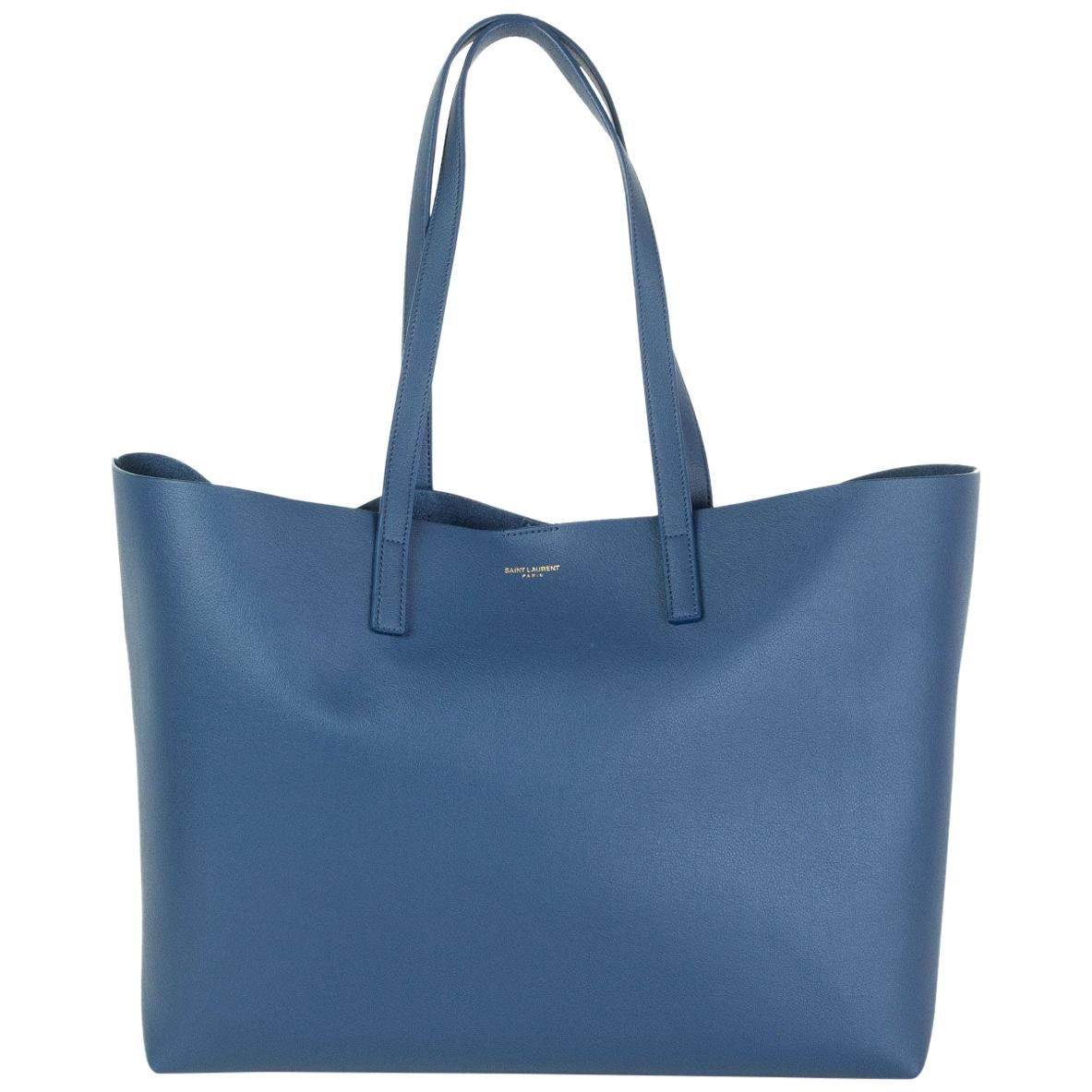 SAINT LAURENT indigo blue leather SHOPPING Tote Shoulder Bag