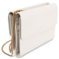 SAINT LAURENT ivory leather DOUBLE FLAP Bag w GOLD CHAIN