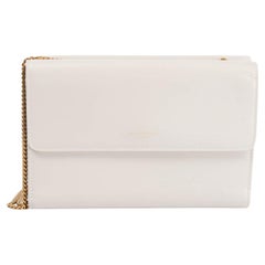 Saint Laurent in pelle avorio Borsa a doppia patta con catene dorate