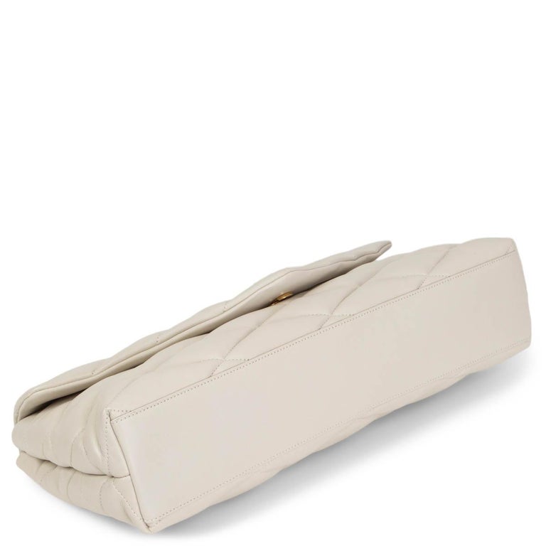 SAINT LAURENT ivory leather SADE LARGE Clutch Bag Blanc Vintage at 1stDibs