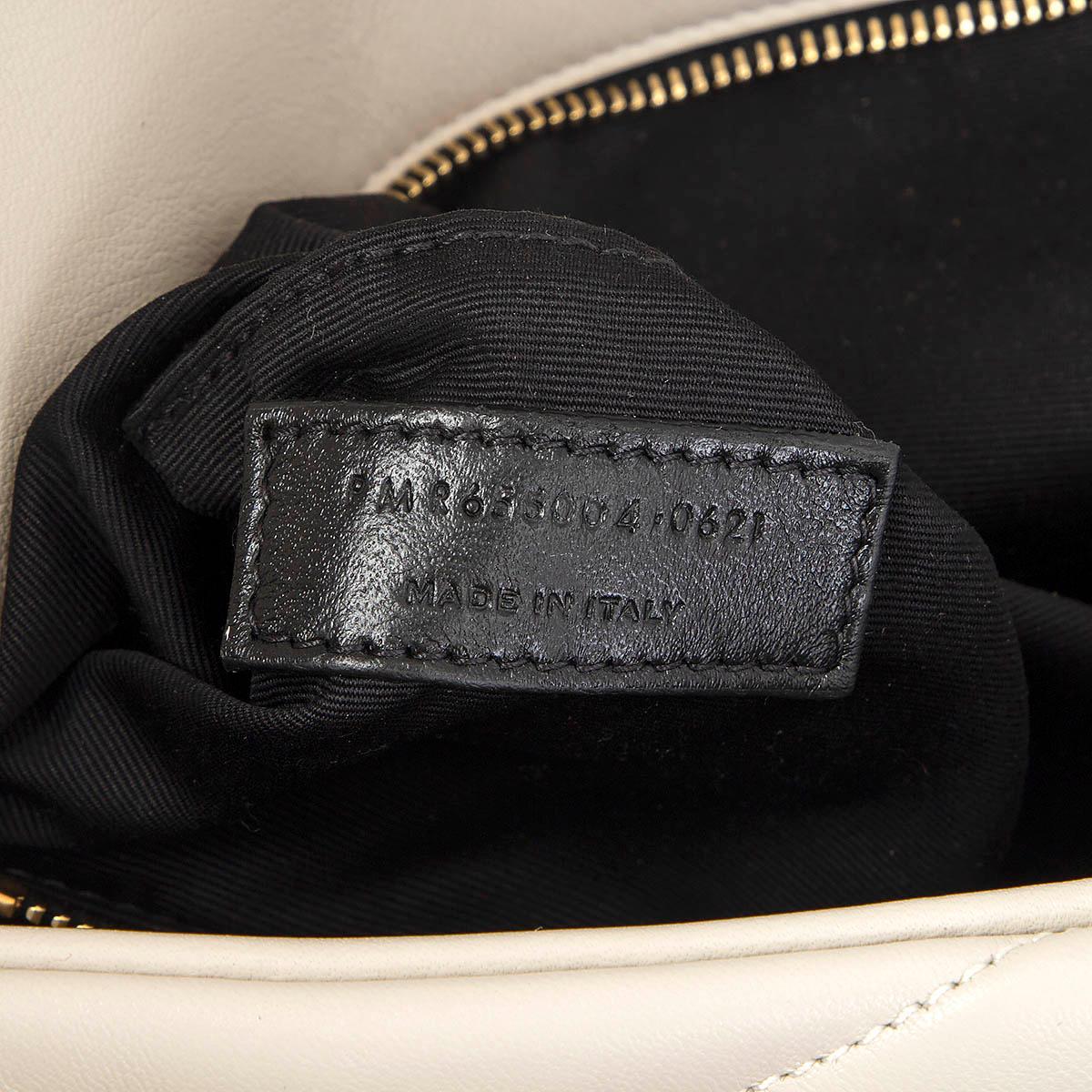 Beige SAINT LAURENT ivory leather SADE LARGE Clutch Bag Blanc Vintage