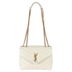 Saint Laurent Ivory Quilted Calfskin Small Loulou Bag