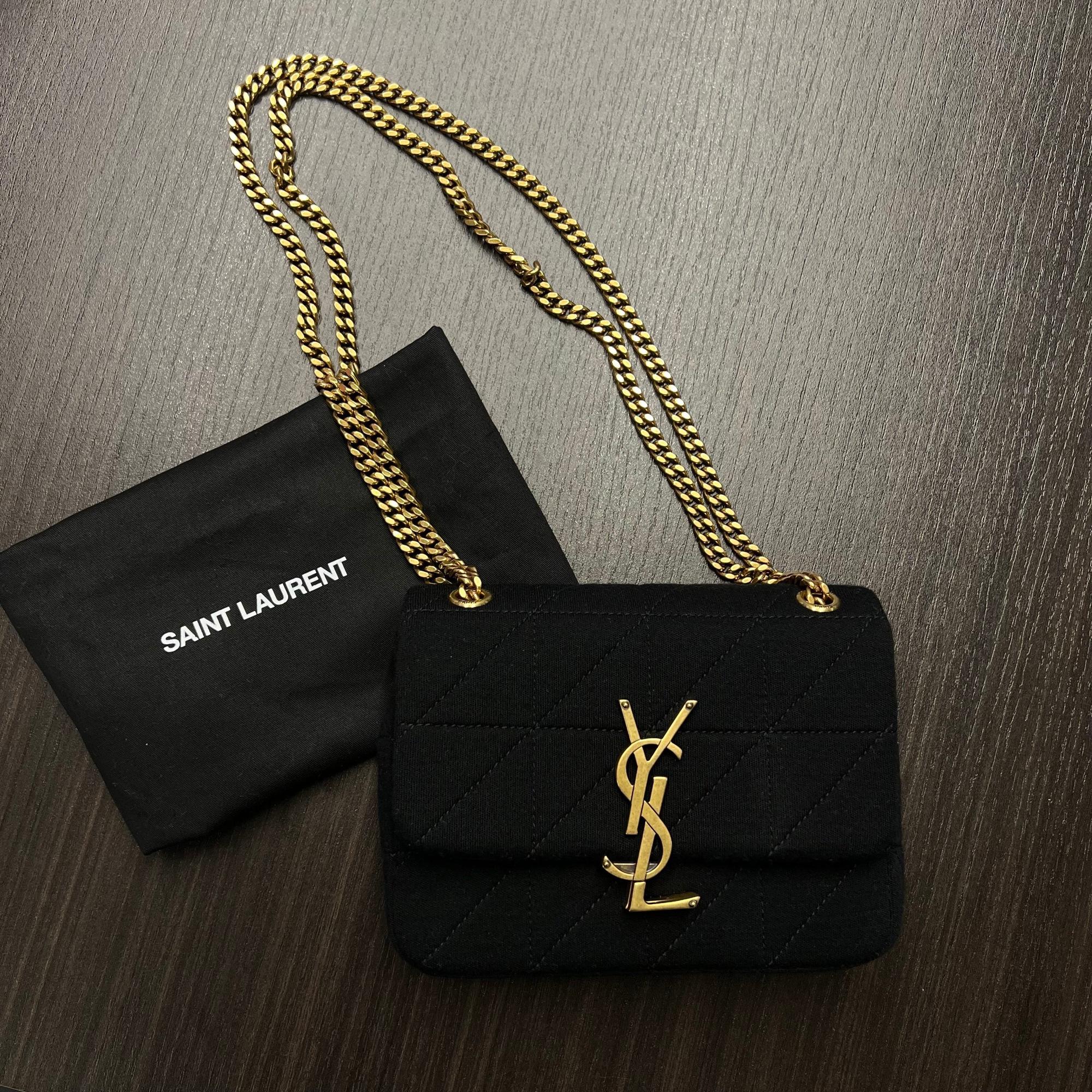 Saint Laurent Jamie Mini Quilted Wool Black Crossbody Bag In New Condition In New York, NY