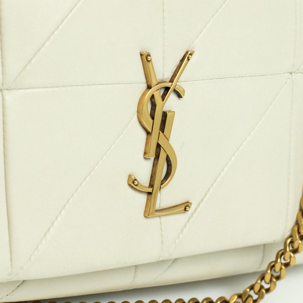 SAINT LAURENT Jamie Shoulder bag in White Leather In Excellent Condition In Clichy, FR