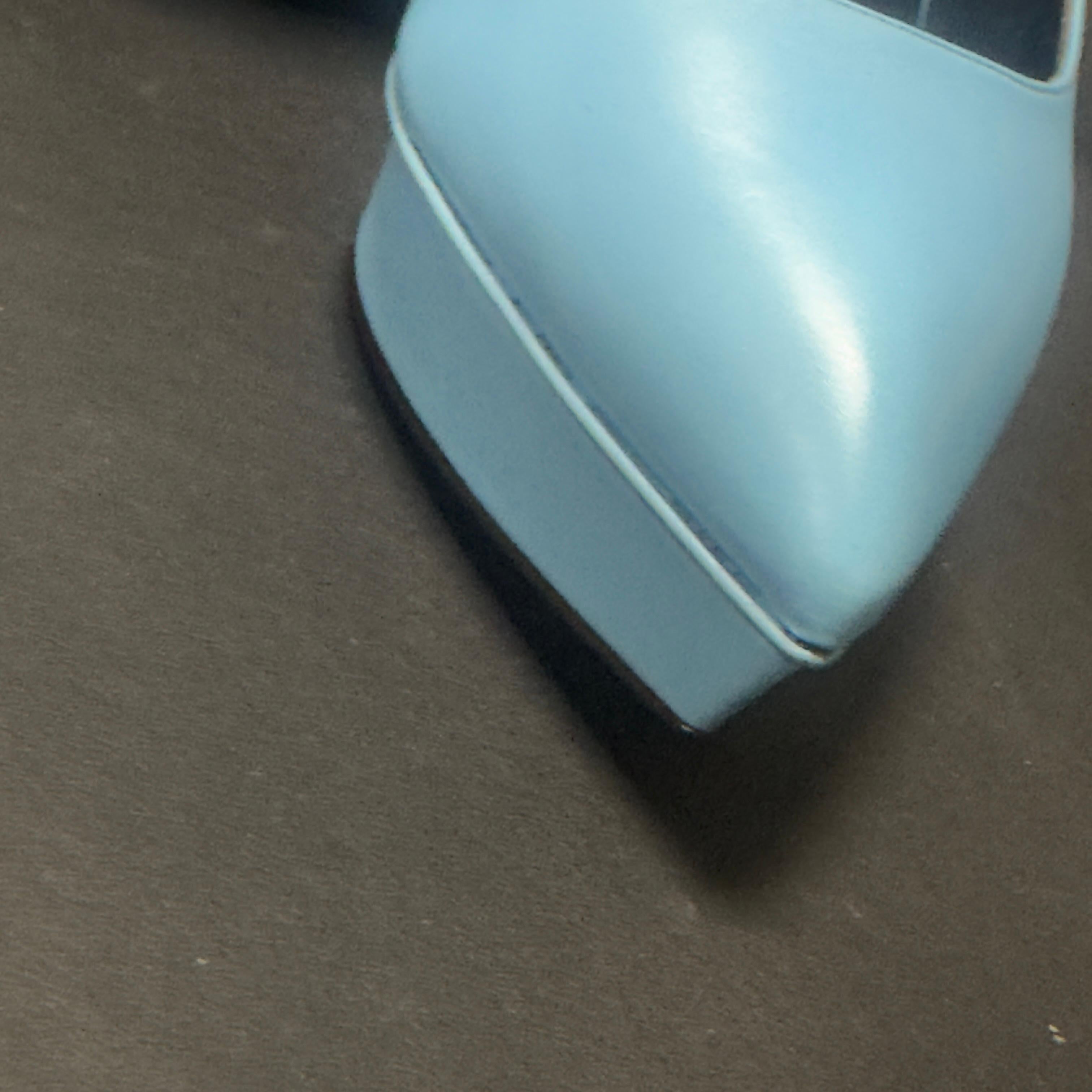 Saint Laurent Janis 105 Plateau-Pumps aus himmelblauem Leder - Größe 36 EU im Angebot 5