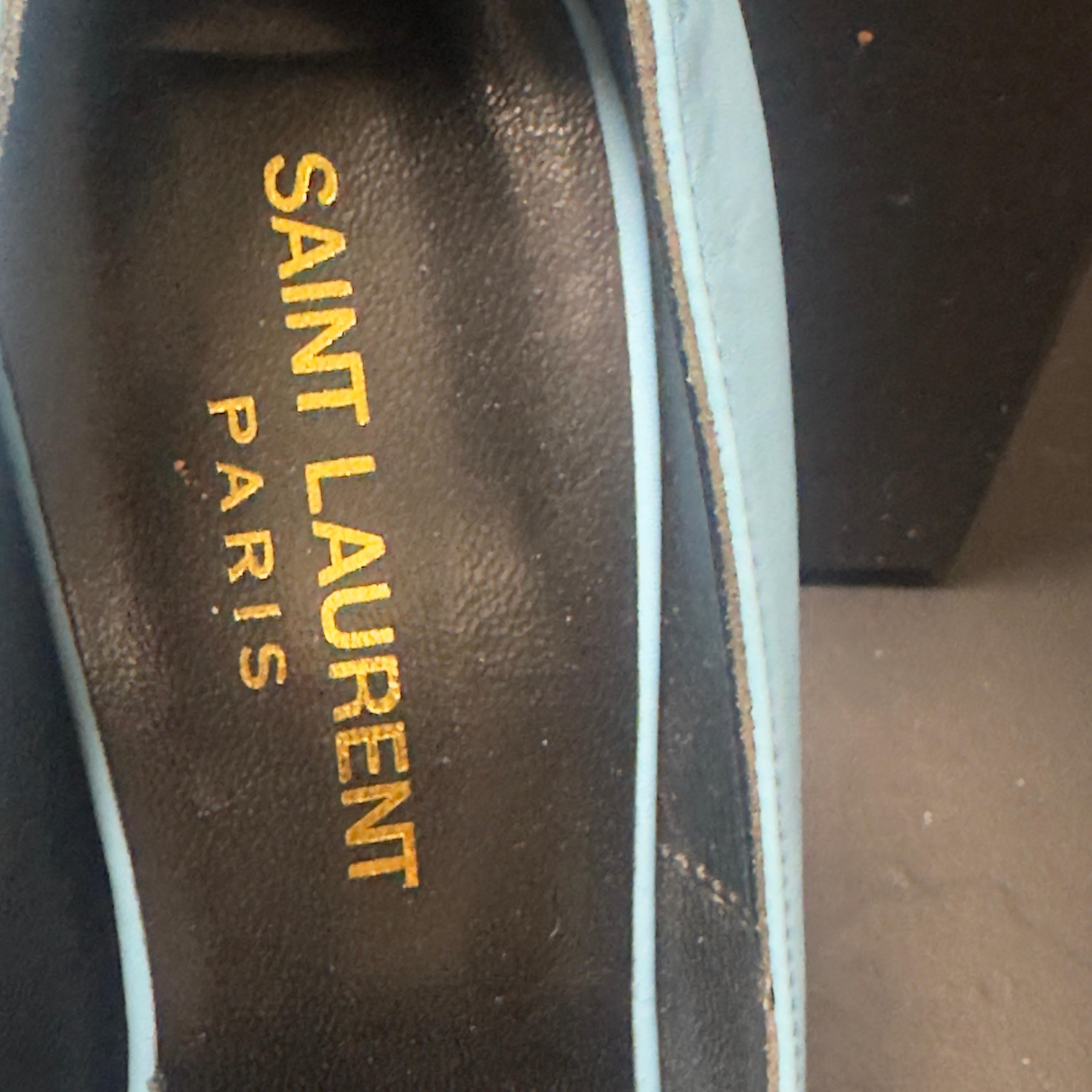 Saint Laurent Janis 105 Plateau-Pumps aus himmelblauem Leder - Größe 36 EU im Angebot 6