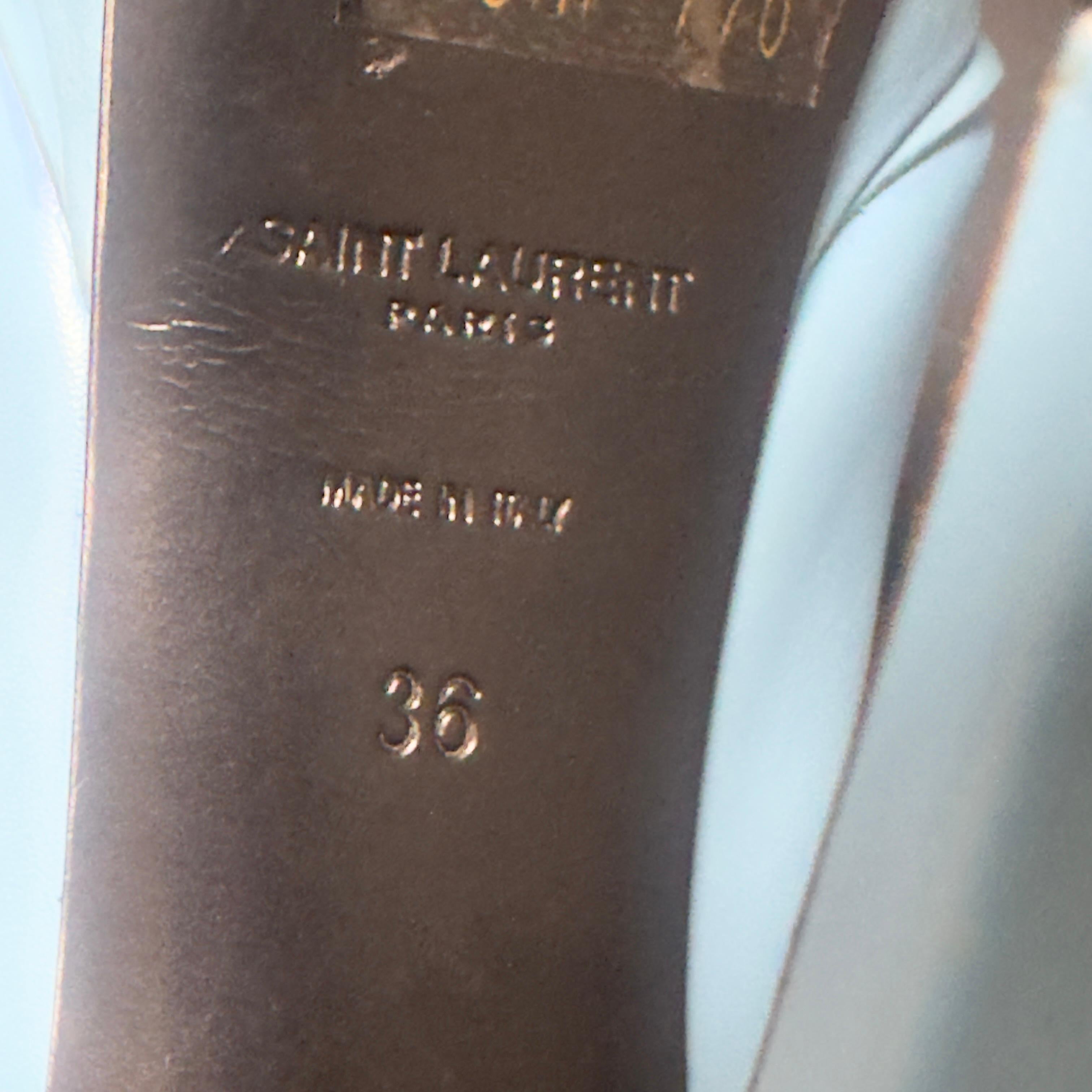 Saint Laurent Janis 105 Plateau-Pumps aus himmelblauem Leder - Größe 36 EU im Angebot 10