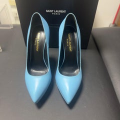 Saint Laurent Janis 105 Plateau-Pumps aus himmelblauem Leder - Größe 36 EU