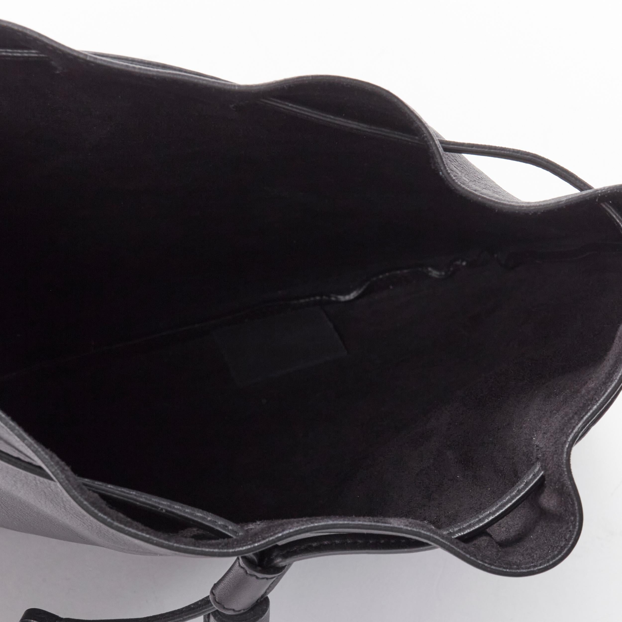 SAINt LAURENT Jen Medium black calfskin leather tassel drawstring flat bucket  5