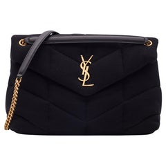 Saint Laurent Jersey Quilted Loulou Puffer Bag Black Medium