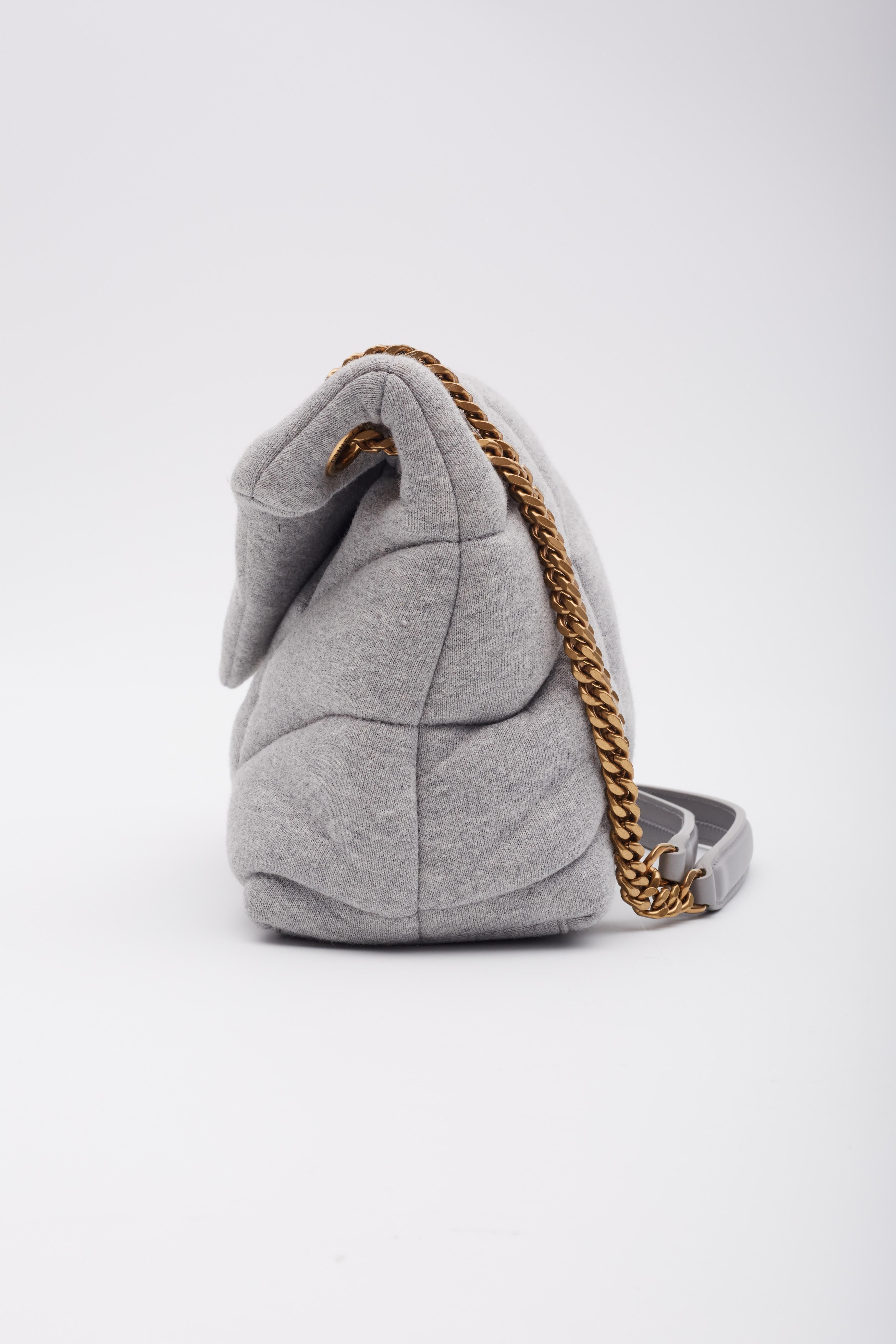 Saint Laurent Jersey Quilted Loulou Puffer Bag Grey Cloud Small 2