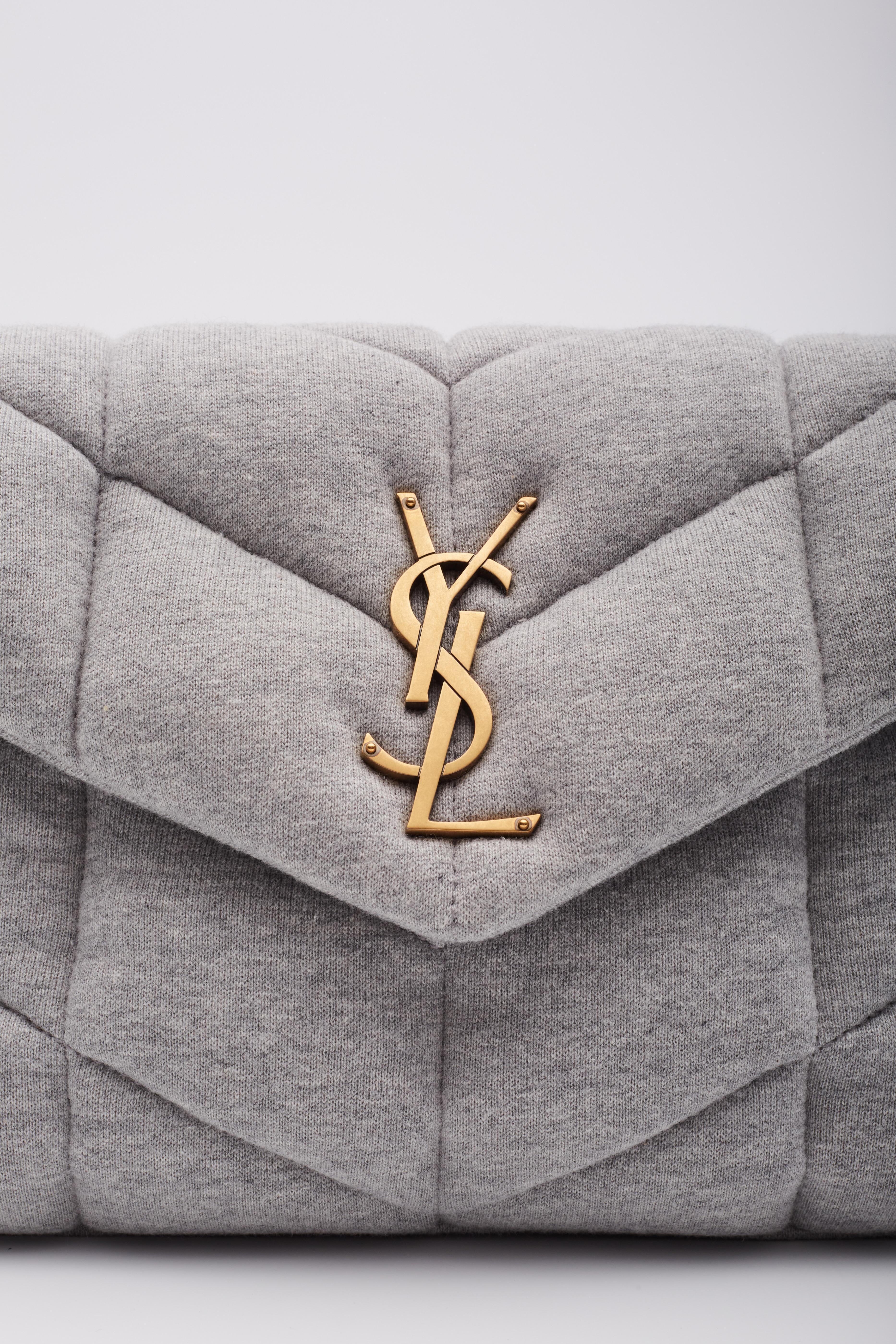 Saint Laurent Jersey Quilted Loulou Puffer Bag Grey Cloud Small 3