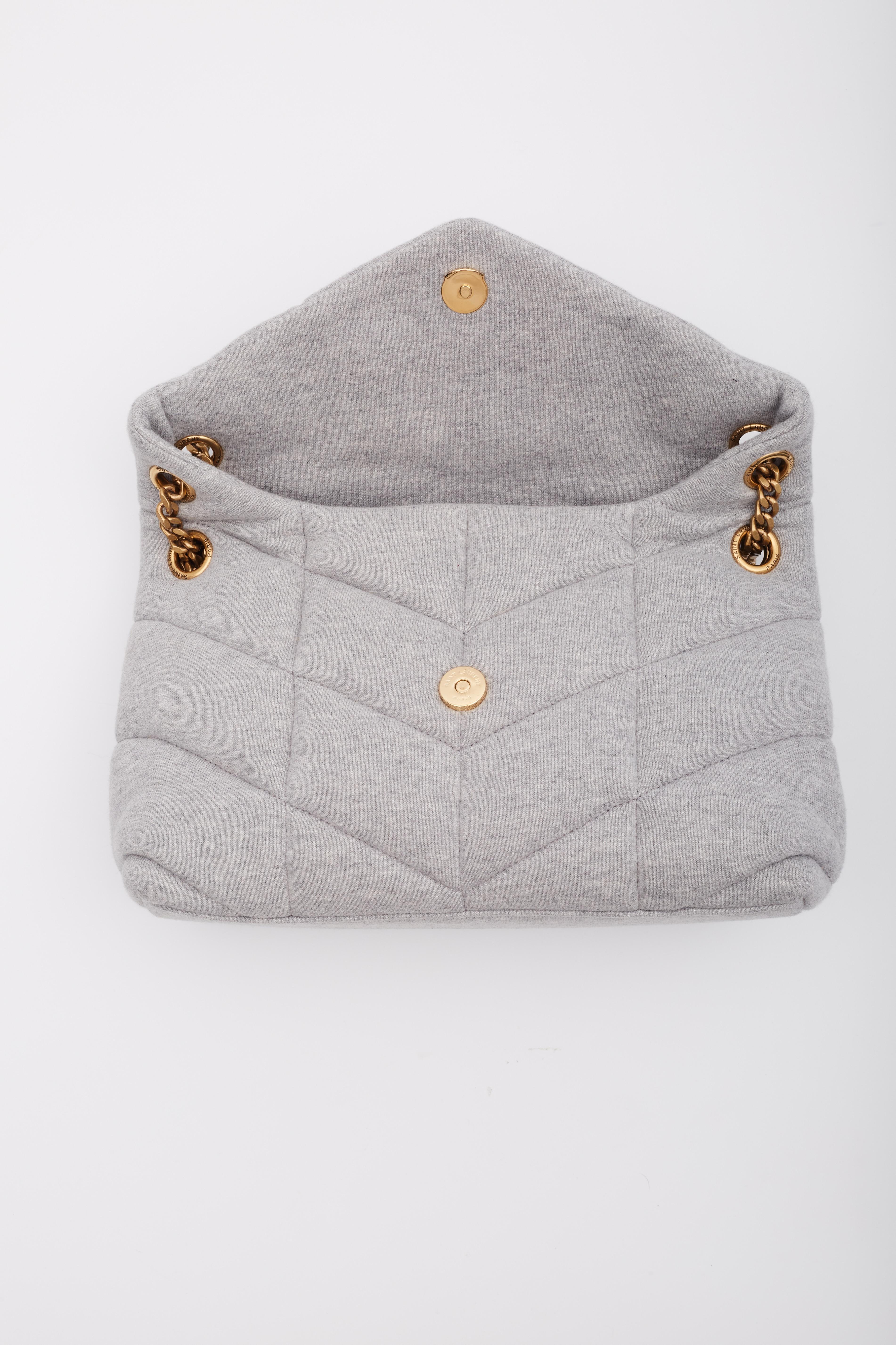 Saint Laurent Jersey Quilted Loulou Puffer Bag Grey Cloud Small 4