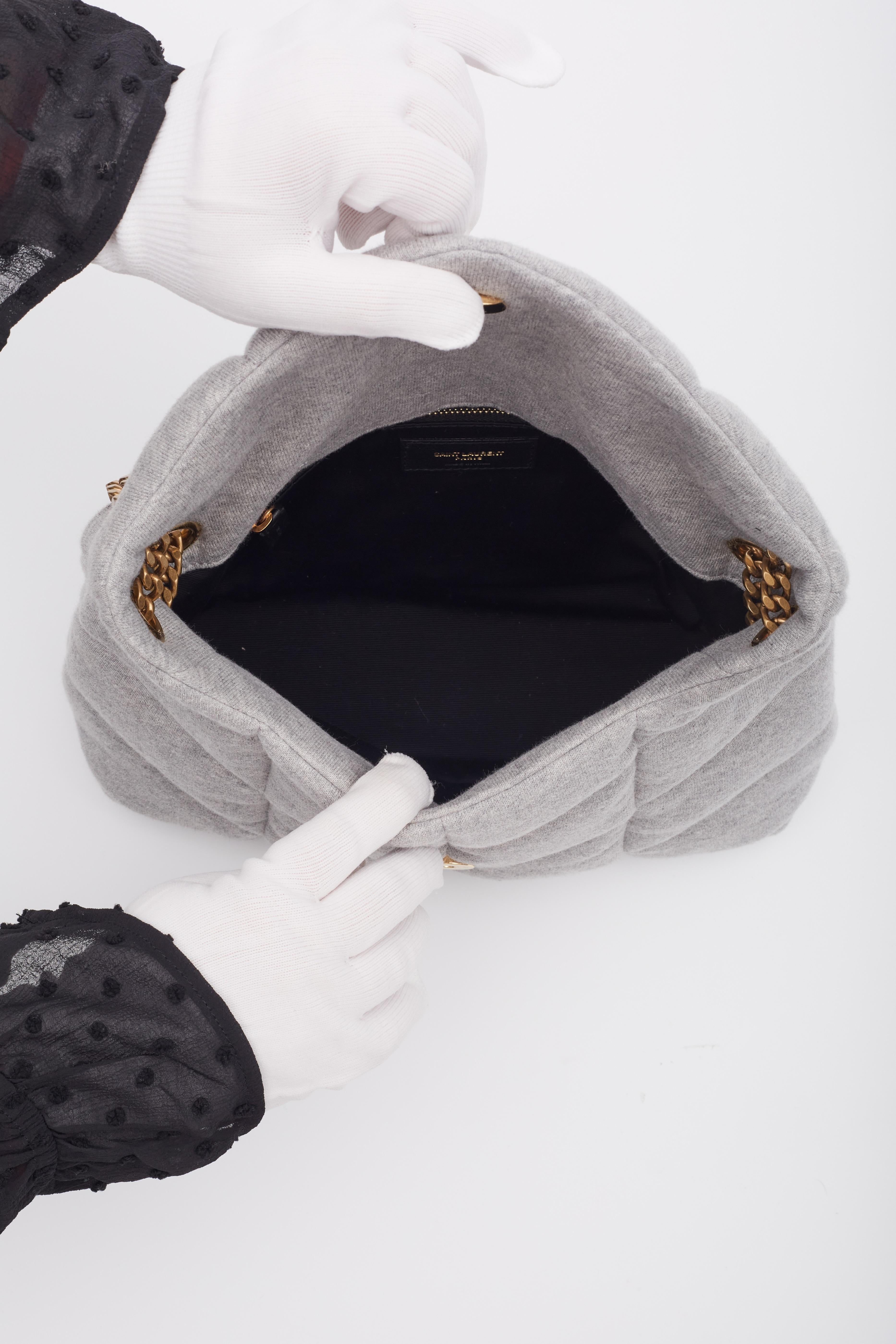 Saint Laurent Jersey Quilted Loulou Puffer Bag Grey Cloud Small 5