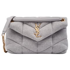Saint Laurent Jersey Quilted Loulou Puffer Bag Grey Cloud Small