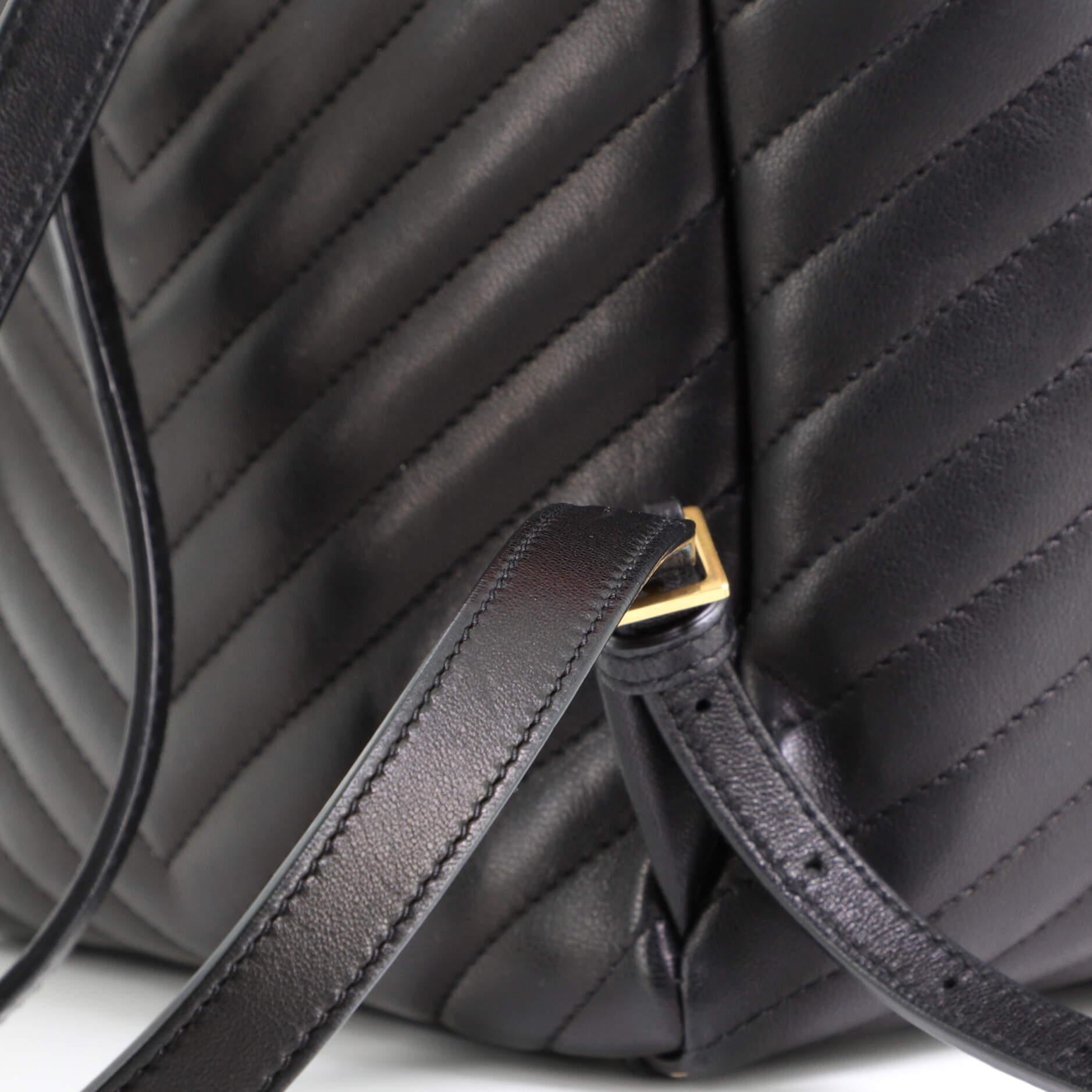 Saint Laurent Joe Backpack Matelasse Chevron Leather with Tweed 2