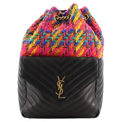 Saint Laurent Joe Backpack Matelasse Chevron Leather with Tweed