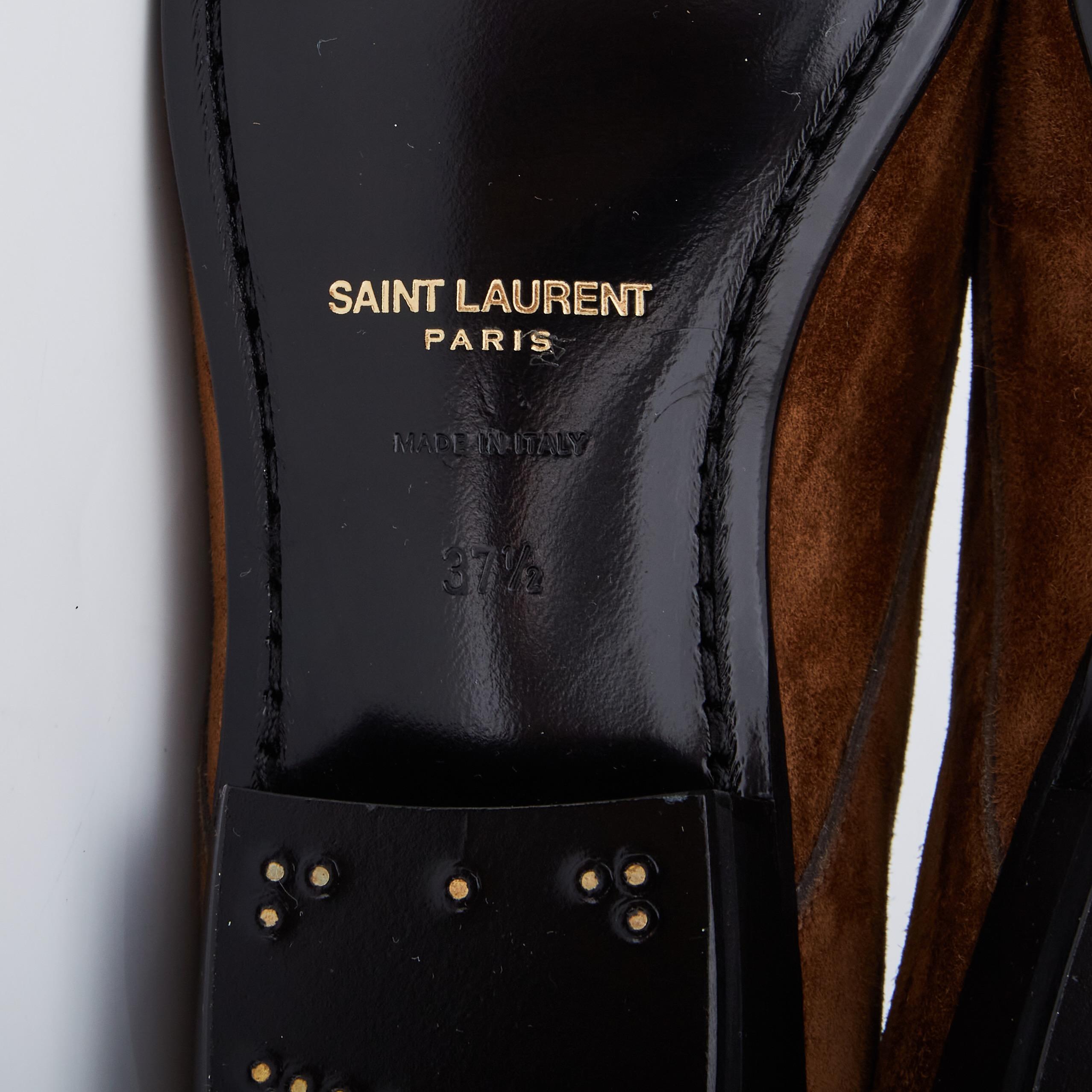 Women's Saint Laurent Jonas Suede Heeled Ankle Boots (EU 37.5) 581845 For Sale
