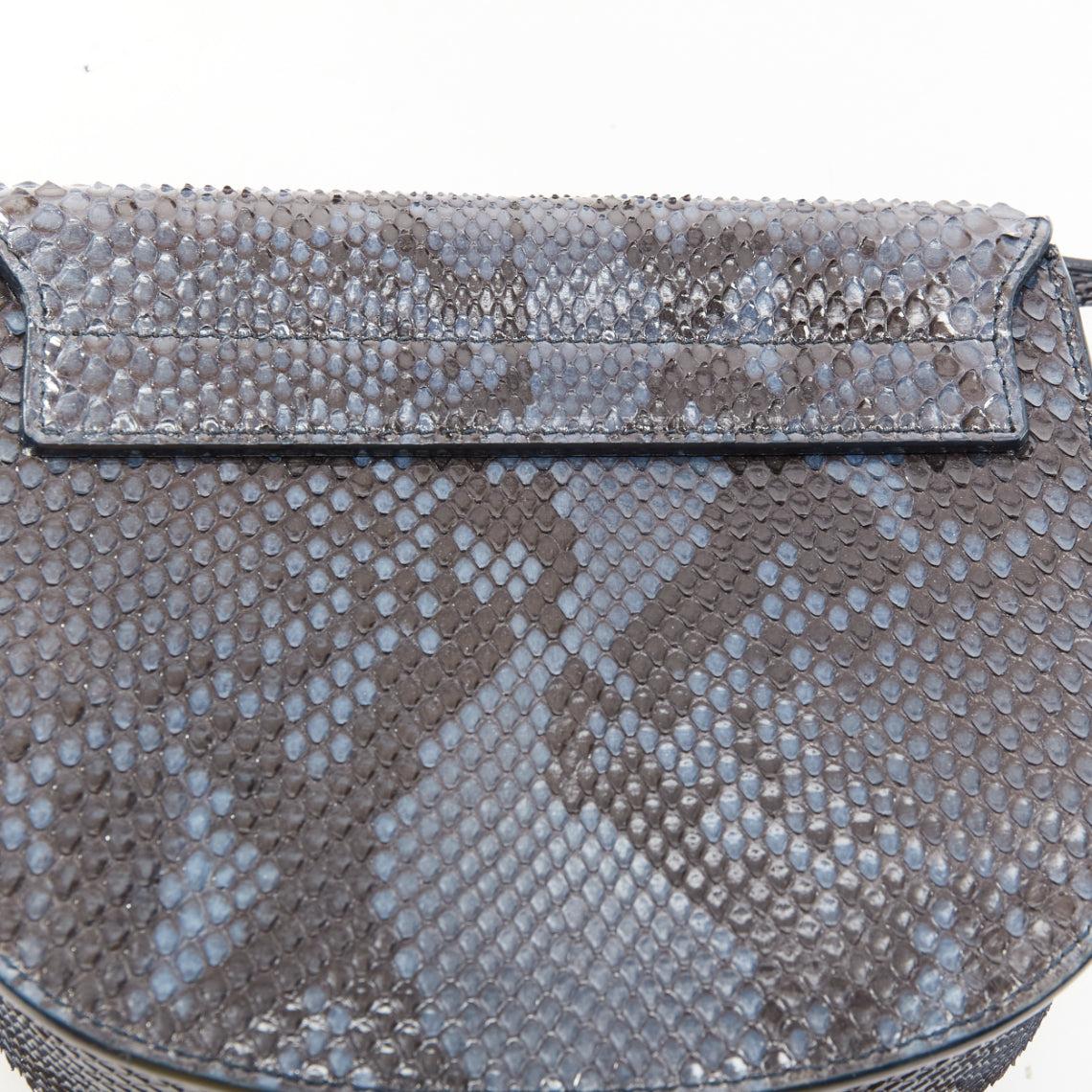 SAINT LAURENT Kaia blue scaled leather gold half moon crossbody satchel bag For Sale 5