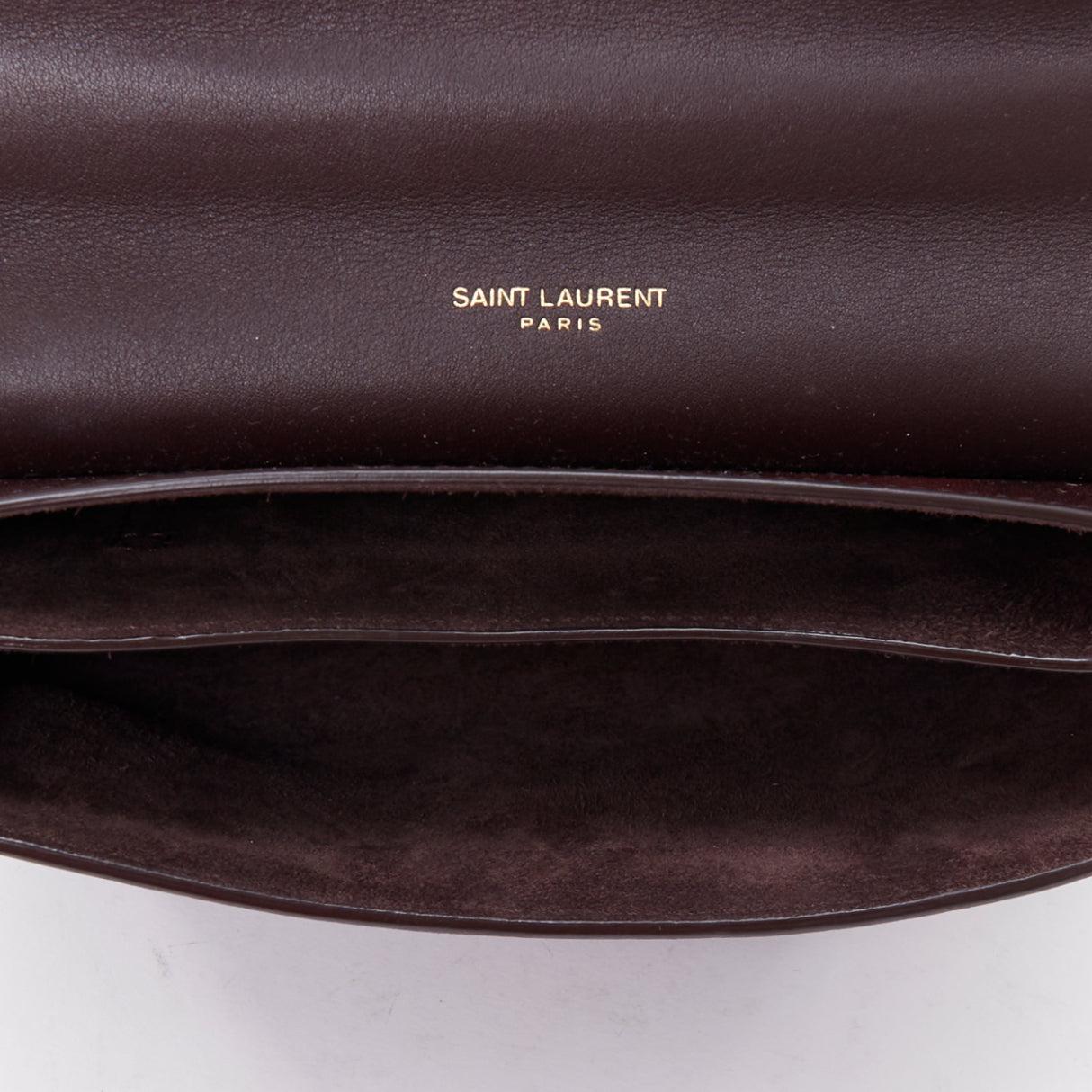 SAINT LAURENT Kaia brown heart embossed print YSL crossbody bag For Sale 6