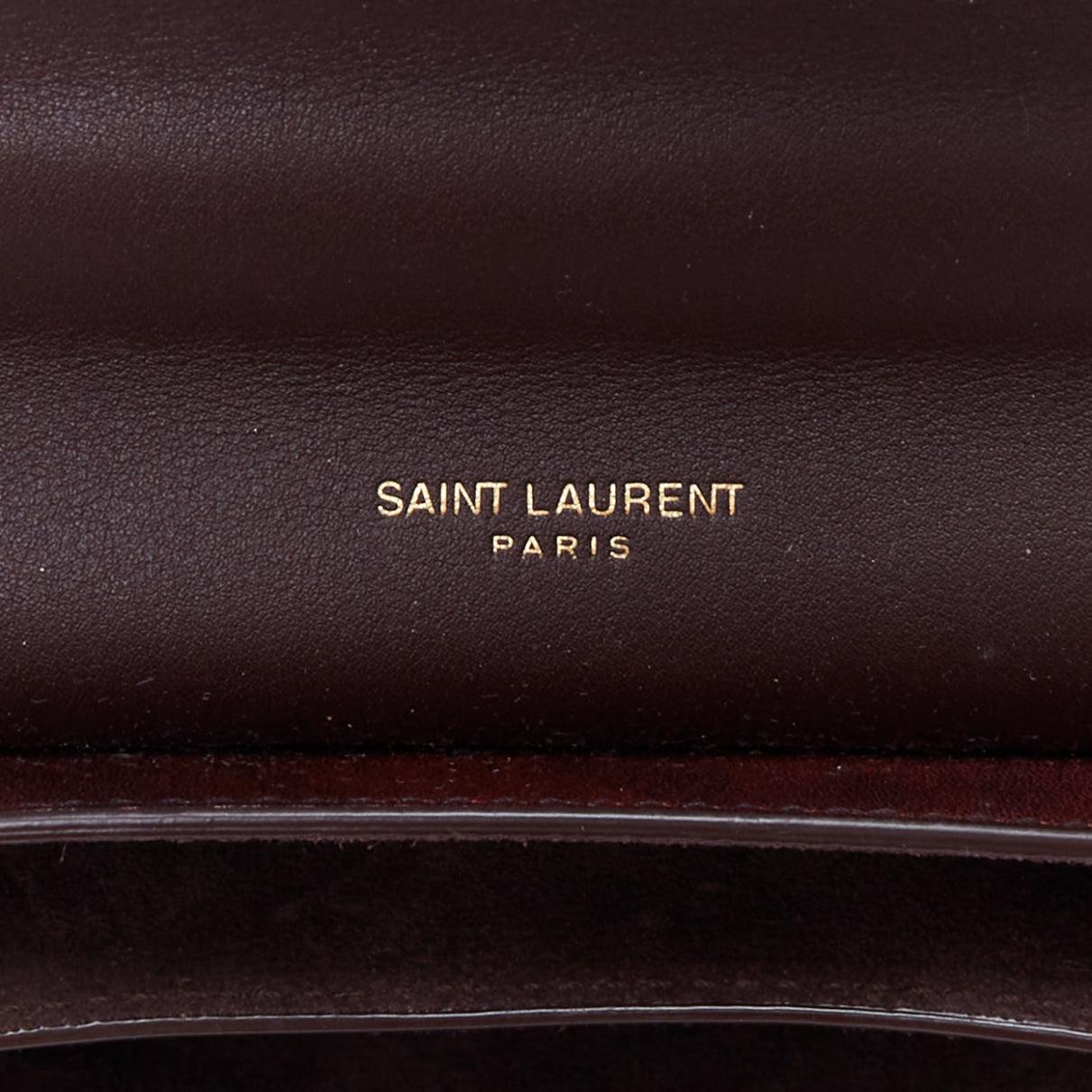 SAINT LAURENT Kaia brown heart embossed print YSL crossbody bag For Sale 7