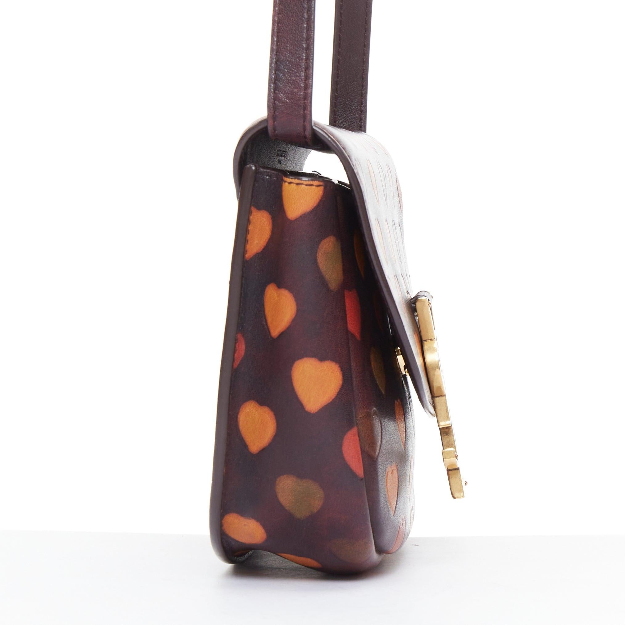 Women's SAINT LAURENT Kaia brown heart embossed print YSL crossbody bag For Sale