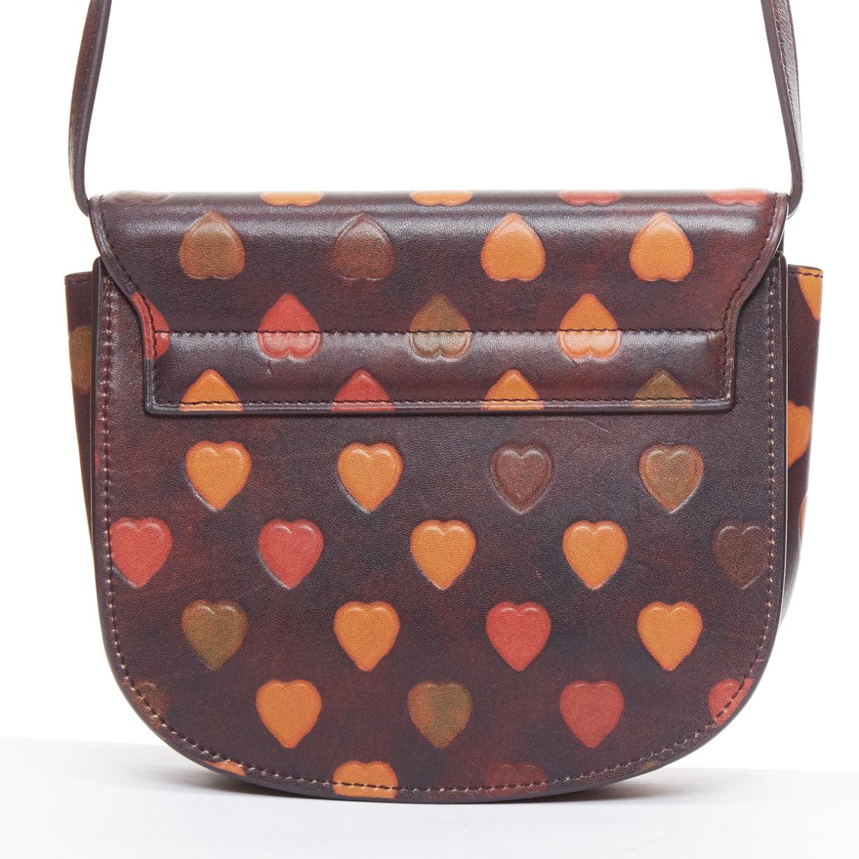 SAINT LAURENT Kaia brown heart embossed print YSL crossbody bag For Sale 1