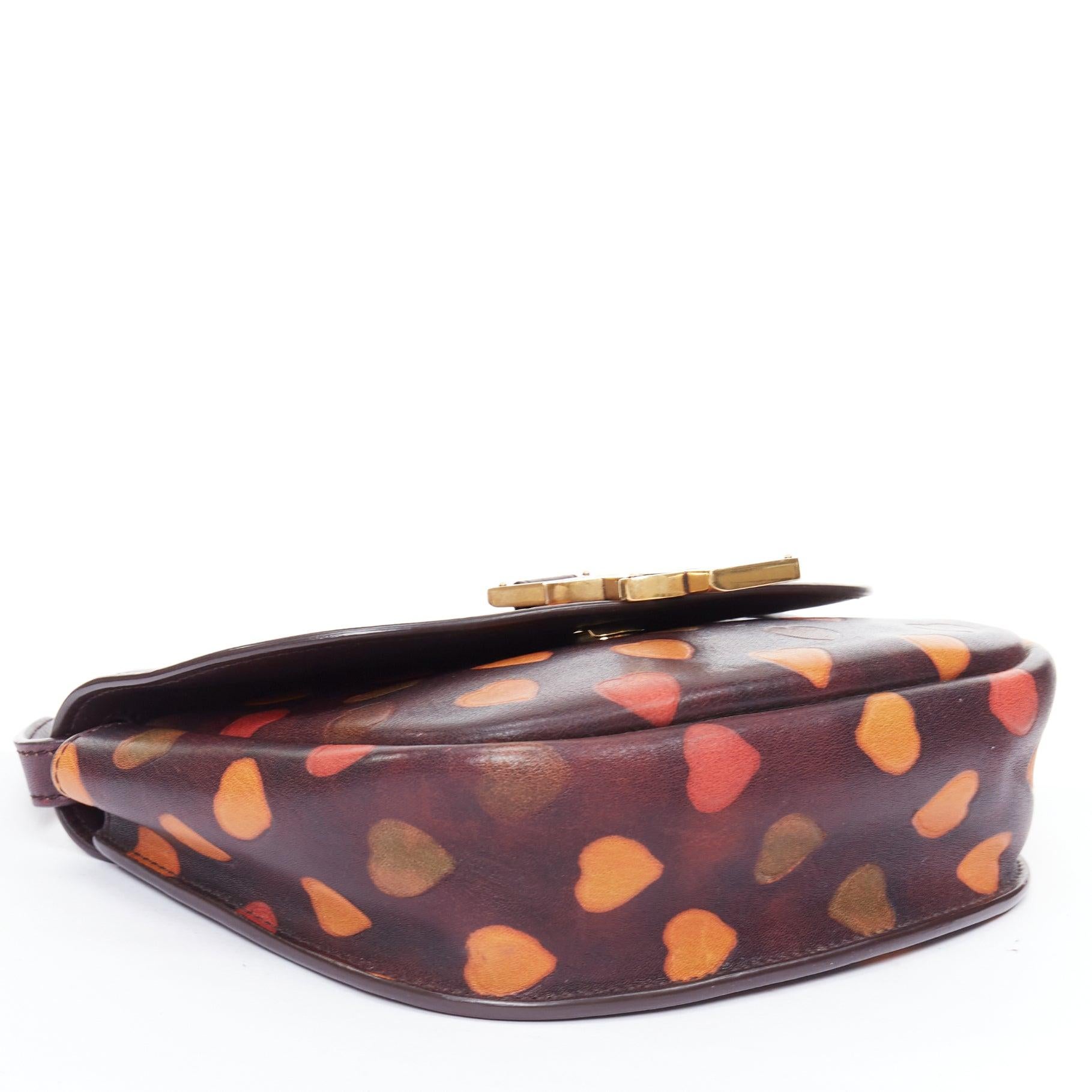 SAINT LAURENT Kaia brown heart embossed print YSL crossbody bag For Sale 2