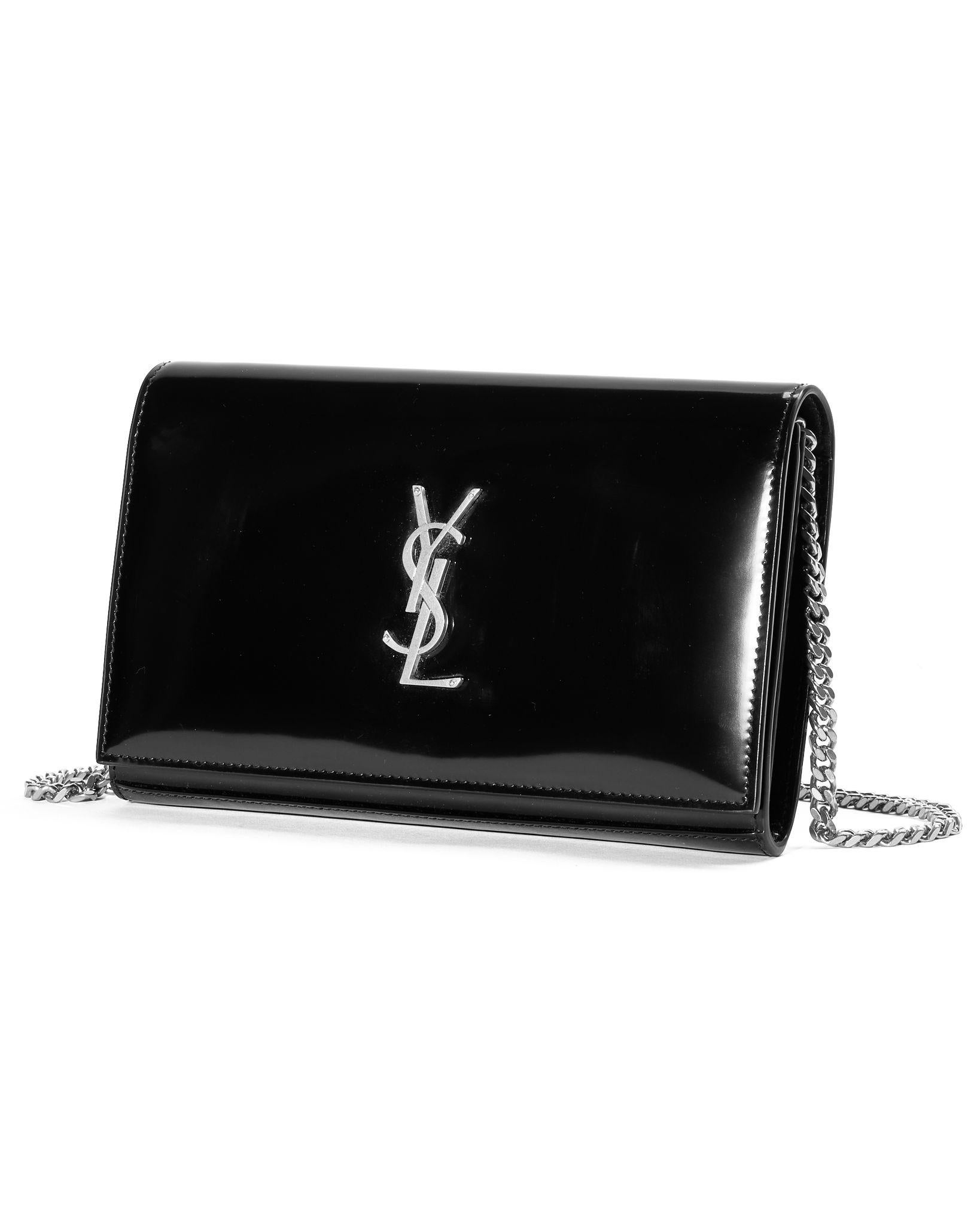 Saint Laurent Kate Chain Medium Black Patent Leather In New Condition For Sale In Torre Del Greco, IT