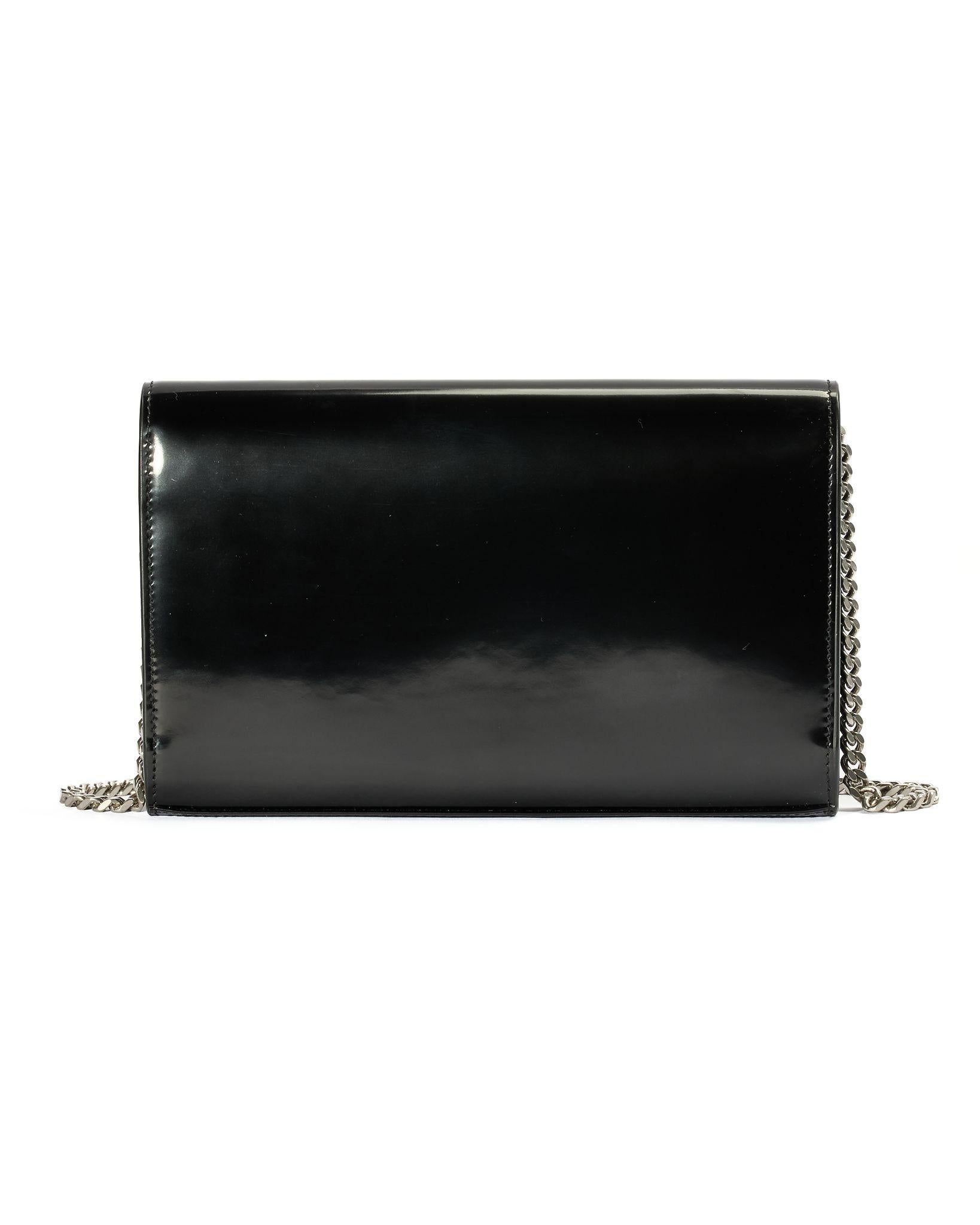 Women's Saint Laurent Kate Chain Medium Black Patent Leather For Sale