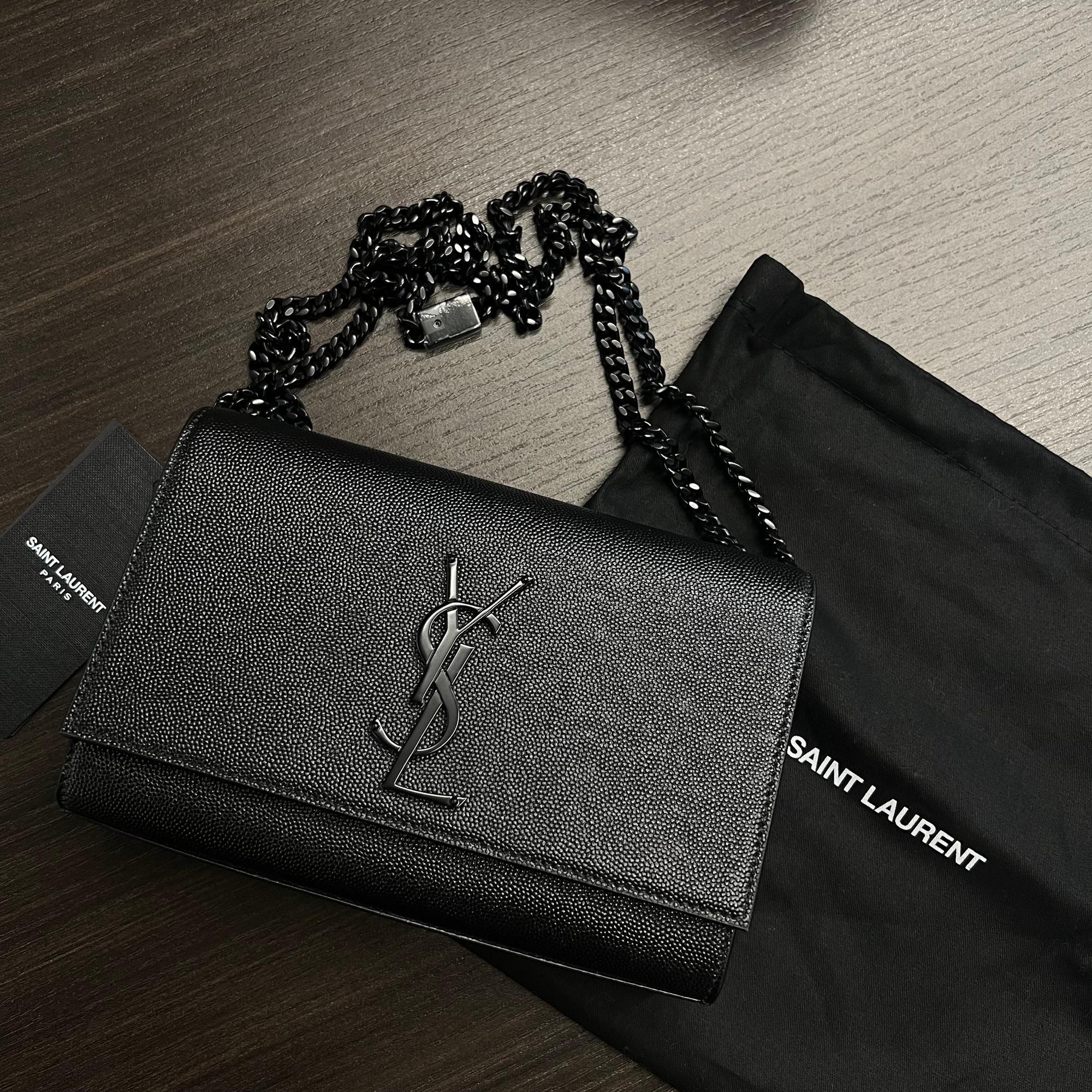 Saint Laurent Kate Grain De Poudre Black Hardwar Leather Small Shoulder Bag 1