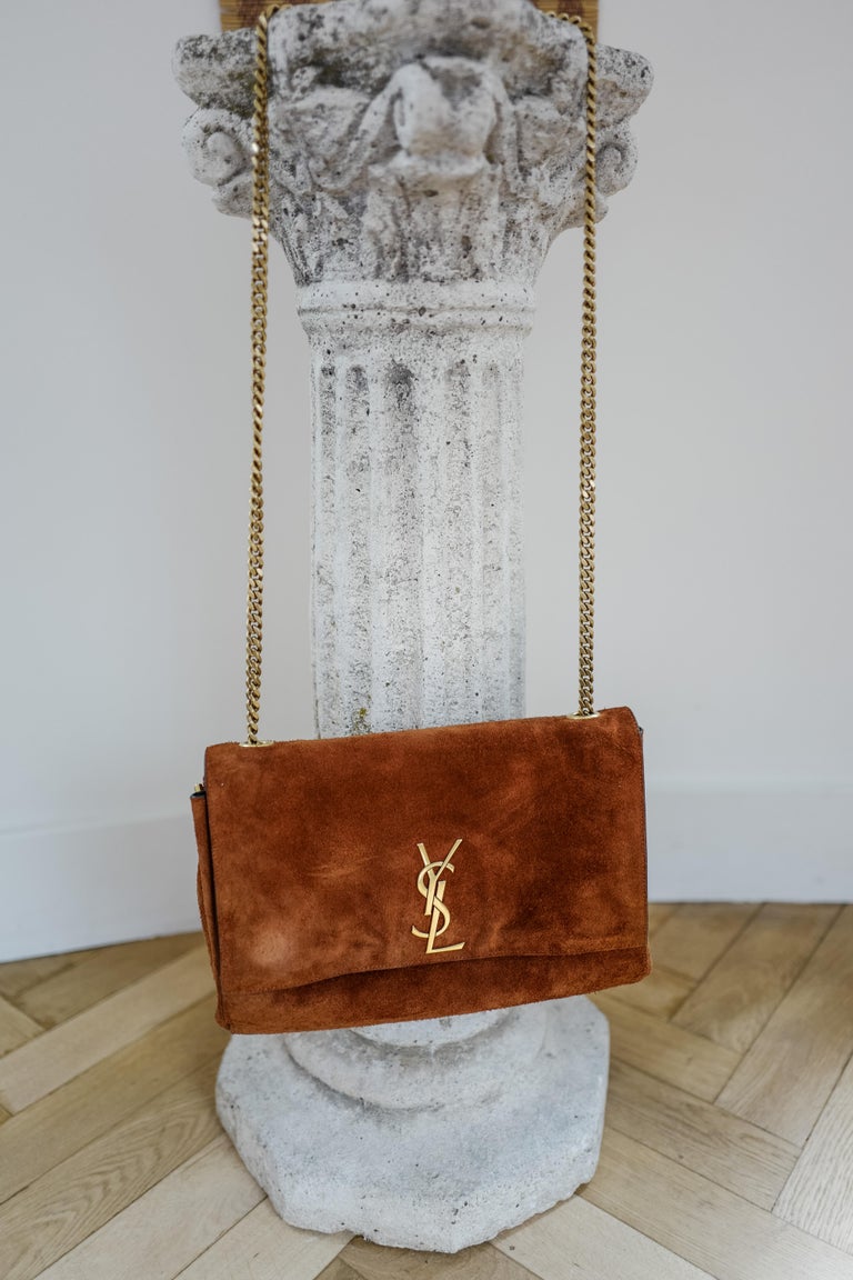 YSL KATE MEDIUM REVERSIBLE CHAIN BAG IN SUEDE AND SMOOTH LEATHER