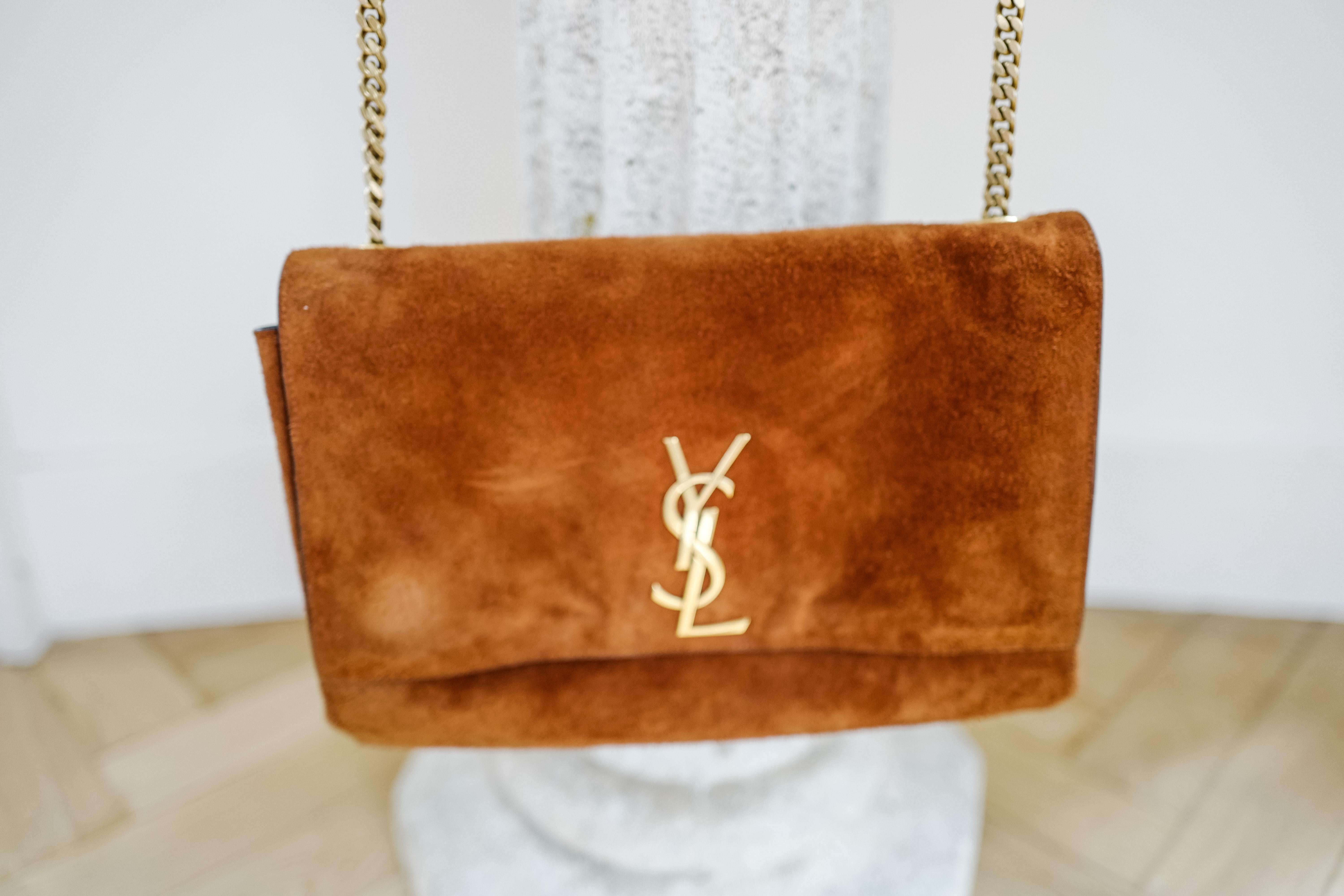 French Saint Laurent Kate Medium Reversible Chain Bag in Suede and Leather