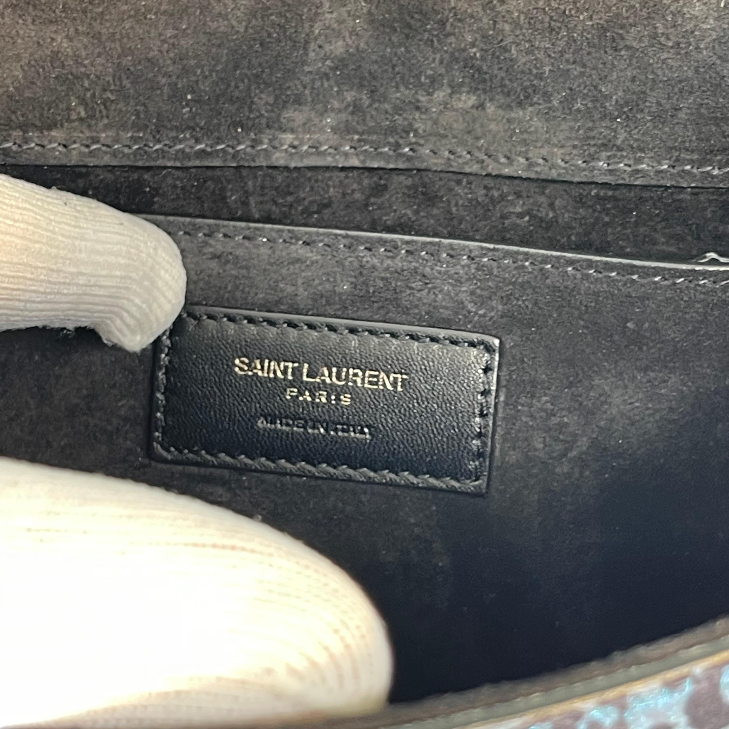 Saint Laurent Kate - Petit sac Bowie bleu imprimé léopard avec monogramme en vente 5
