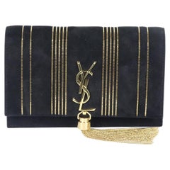 Saint Laurent Kate Monogramme Small Chain Detailed Suede Shoulder Bag