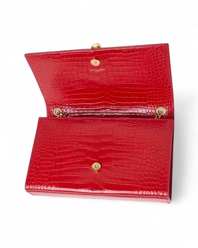 Saint Laurent Kate Nappina Media Cocco Rossa in vendita 6