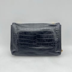 Saint Laurent Kate Wende-Umhängetasche aus Krokodilleder und Wildleder, schwarz-gold