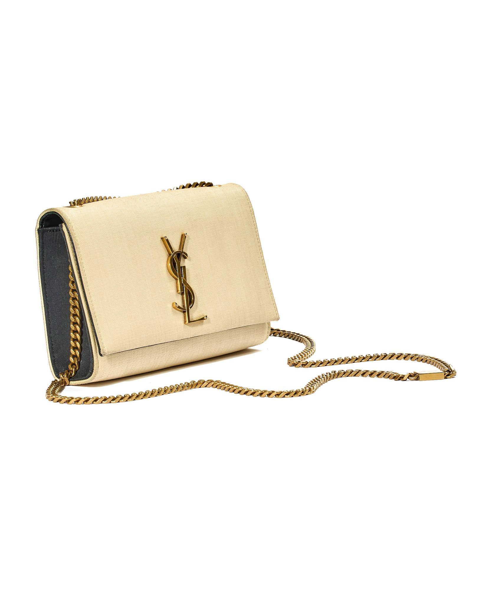 Saint Laurent Kate Small Micro Rafia Beige in vendita 9