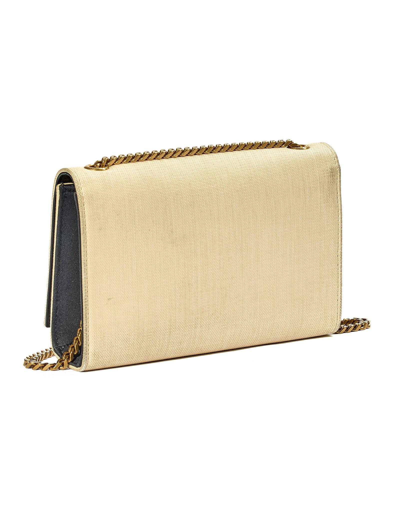 Saint Laurent Kate Small Micro Rafia Beige in vendita 2
