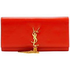 Saint Laurent Kate Tassel Smooth Leather Clutch