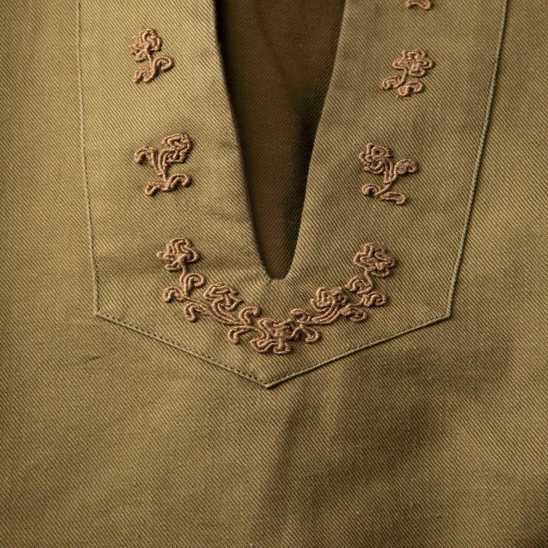 Saint Laurent Khaki Embroidered Long Sleeve Top Size S In Good Condition In London, GB