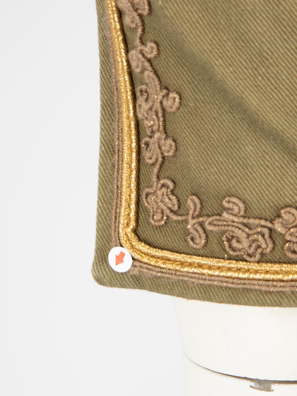 Saint Laurent Khaki Embroidered Long Sleeve Top Size S 3