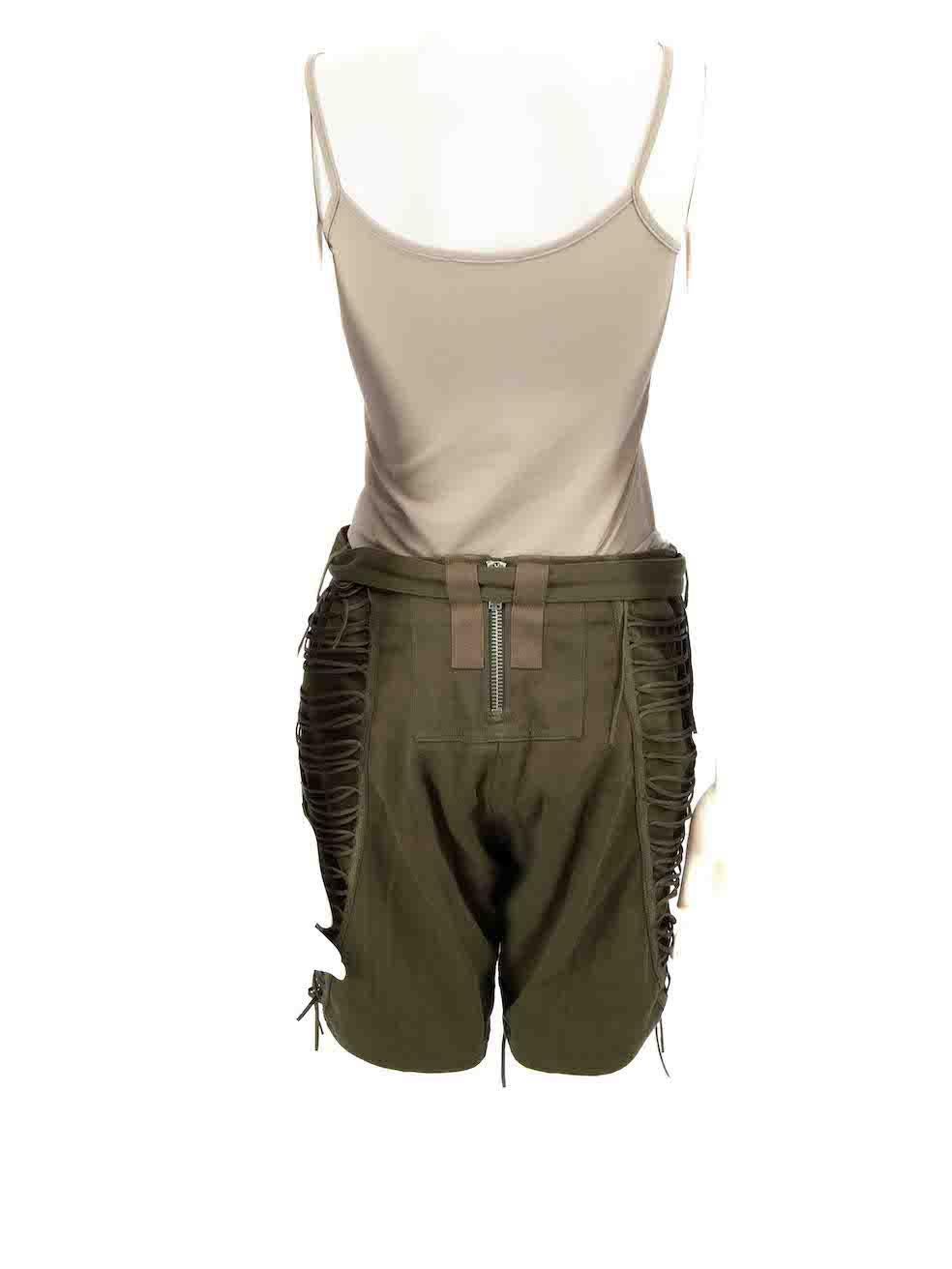 Saint Laurent Khaki Gabardine Lace-Up Shorts Size S In Good Condition For Sale In London, GB